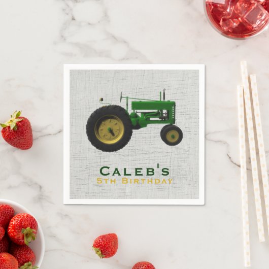 ファーム納屋周囲の庭トラクターバースデーパーティーフェイバーカスタム スタンダードカクテルナプキン (インサイチュ)