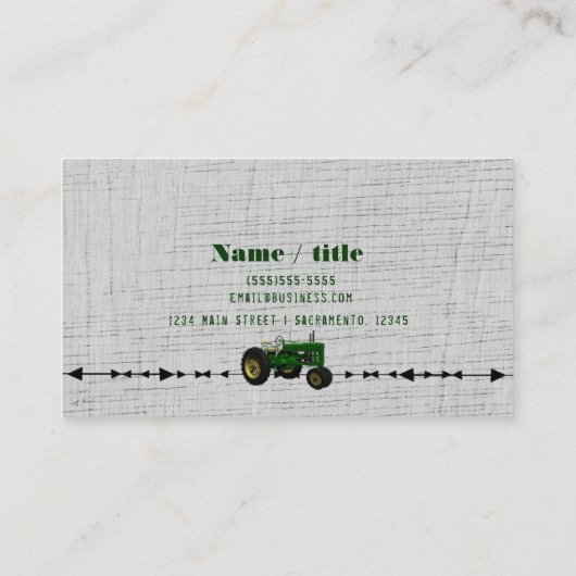 ファーム納屋周囲の庭トラクタ素朴ーカントリーホワイトウッド 名刺 (裏面)