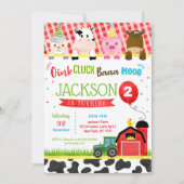 ファーム納屋周囲の庭バースデーパーティ招待状 招待状 (正面)