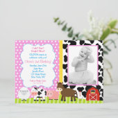 ファーム納屋周囲の庭バースデーパーティ招待状 招待状 (スタンド正面)