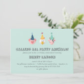 ファーム納屋周囲の庭パーティー動物子供の誕生日 招待状 (スタンド正面)