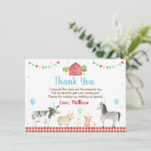 ファーム納屋周囲の庭ファームアニマル誕生日 サンキューカード (スタンド正面)