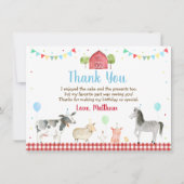 ファーム納屋周囲の庭ファームアニマル誕生日 サンキューカード (正面)