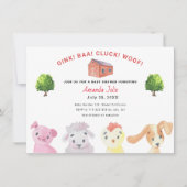 ファーム納屋周囲の庭ベビーシャワー 招待状 (正面)