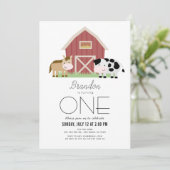 ファーム納屋周囲の庭ホワイトジェンダーニュートラル1歳 招待状 (スタンド正面)