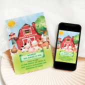 ファーム納屋周囲の庭動物かわいい赤ちゃんシャワー 招待状