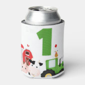 ファーム納屋周囲の庭動物トラクター1st誕生日1年 缶クーラー (缶正面)