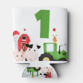 ファーム納屋周囲の庭動物トラクター1st誕生日1年 缶クーラー (裏面)