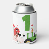 ファーム納屋周囲の庭動物トラクター1st誕生日1年 缶クーラー (缶裏面)