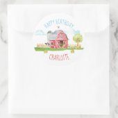 ファーム納屋周囲の庭動物ハッピーバースデー ラウンドシール (バッグ)