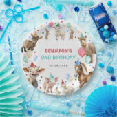 ファーム納屋周囲の庭動物紙吹雪誕生日ボーイ ペーパープレート (パーティー)