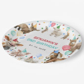 ファーム納屋周囲の庭動物紙吹雪誕生日ボーイ ペーパープレート (アングル)