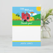 ファーム納屋周囲の庭動物誕生日ありがとう サンキューカード (スタンド正面)
