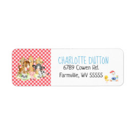 ファーム納屋周囲の庭動物誕生日アドレス ラベル