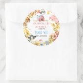 ファーム納屋周囲の庭動物誕生日サンキュー ラウンドシール (バッグ)