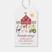 ファーム納屋周囲の庭動物誕生日メッセージカード ギフトタグ (正面)