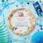 ファーム納屋周囲の庭動物誕生日 ペーパープレート (パーティー)