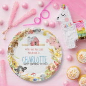 ファーム納屋周囲の庭動物誕生日 ペーパープレート (パーティー)