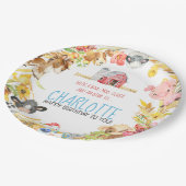 ファーム納屋周囲の庭動物誕生日 ペーパープレート (アングル)