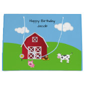 ファーム納屋周囲の庭動物誕生日 ラージペーパーバッグ (正面)
