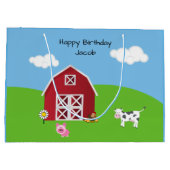 ファーム納屋周囲の庭動物誕生日 ラージペーパーバッグ (裏面)