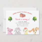 ファーム納屋周囲の庭動物2nd誕生日パーティー 招待状 (正面)