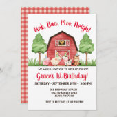 ファーム納屋周囲の庭第1誕生日招待状 招待状 (正面/裏面)