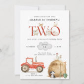 ファーム納屋周囲の庭第2誕生日 招待状 (正面)