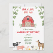 ファーム納屋周囲の庭誕生日パーティーの招待 招待状 (正面)