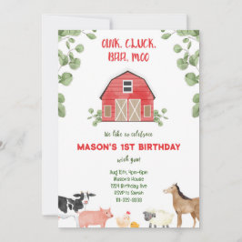 ファーム納屋周囲の庭誕生日パーティーの招待 招待状