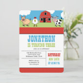 ファーム納屋周囲の庭誕生日パーティーの招待 招待状 (スタンド正面)