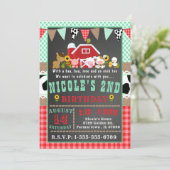 ファーム納屋周囲の庭誕生日パーティー 招待状 (スタンド正面)