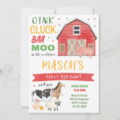 ファーム納屋周囲の庭誕生日招待状 招待状 (正面)