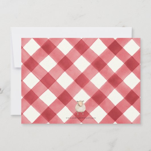 ファーム納屋周囲の庭誕生日赤チェック写真 サンキューカード (裏面)