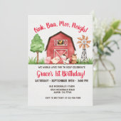 ファーム納屋周囲の庭1st誕生日招待状 招待状 (スタンド正面)