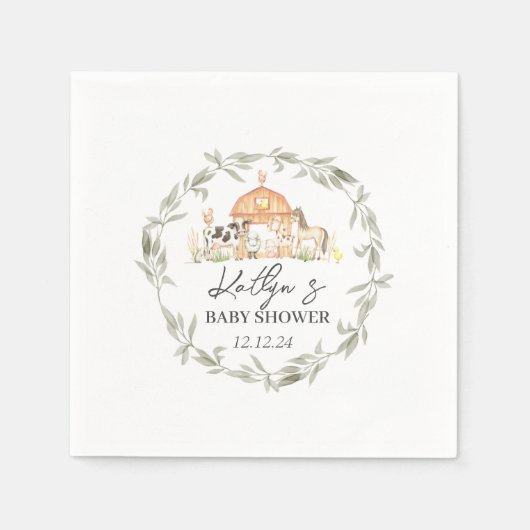 ファーム紙ナプキンス、ファーム動物ナプキンス スタンダードカクテルナプキン (正面)