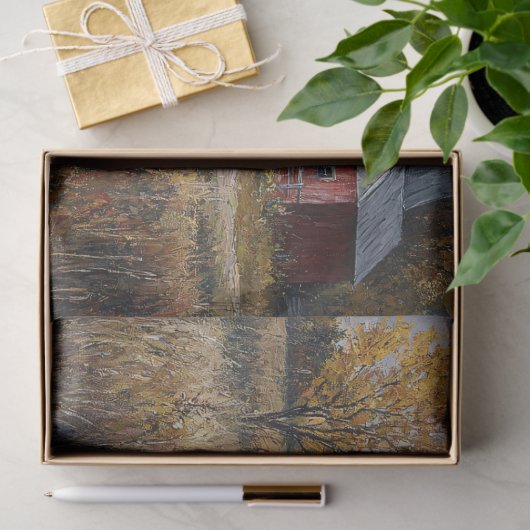 ファーム素朴およびストリームのランドスケープの切り離し 薄葉紙 (ギフト)