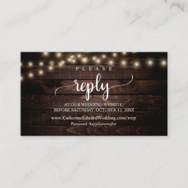 ファーム素朴ウッド、ストリングライト、オンラインRSVPエンクロ エンクロージャーカード