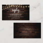 ファーム素朴ウッド、ストリングライト、オンラインRSVPエンクロ エンクロージャーカード (正面/裏面)