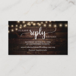 ファーム素朴ウッド、ストリングライト、オンラインRSVPエンクロ エンクロージャーカード