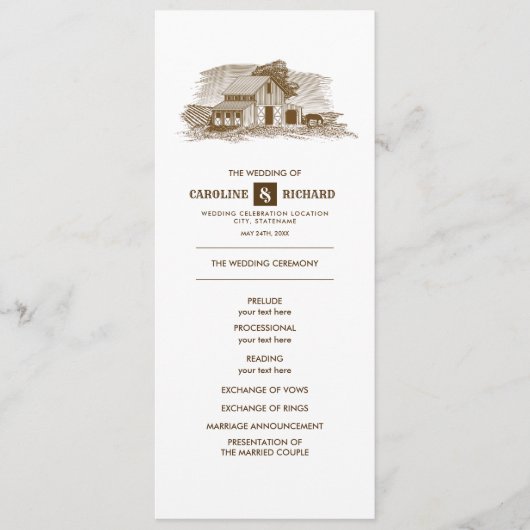 ファーム素朴クラフト紙結婚式 プログラム (正面)