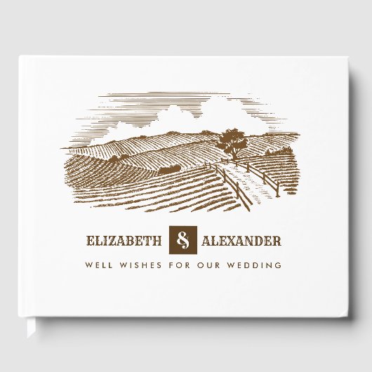 ファーム素朴スケッチ結婚ズゲストブック ゲストブック (正面)