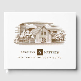 ファーム素朴スケッチ結婚ズゲストブック ゲストブック