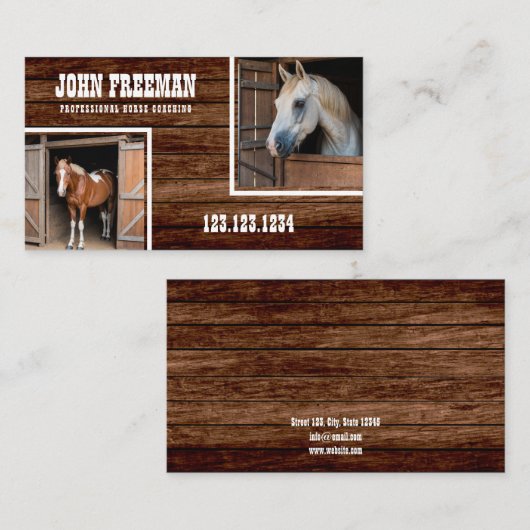 ファーム素朴スタイルホースフォトコーチウマ科のング 名刺 (正面/裏面)