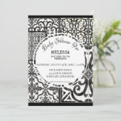 ファーム素朴タイル白黒モダンベビーシャワー 招待状 (スタンド正面)