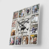 ファーム素朴ハウスウッドコウ12ファミリーフォトコラージュ スクエア壁時計 (傾斜)