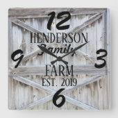 ファーム素朴ハウスカントリーウッデ動揺してィングカスタム スクエア壁時計 (正面)