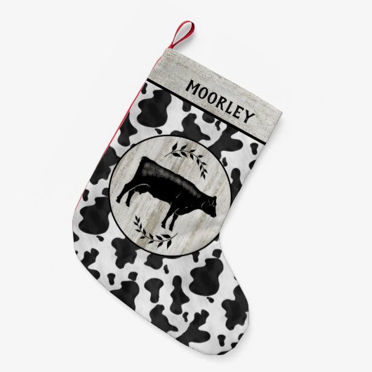 ファーム素朴ハウスコウヒドウッド名前をカスタムする スモールクリスマスストッキング (正面 (吊り時))
