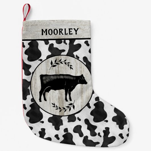 ファーム素朴ハウスコウヒドウッド名前をカスタムする スモールクリスマスストッキング (正面)