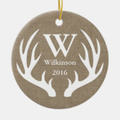 ファーム素朴ハウスディア〔雄ジカの〕枝角ファミリー名 セラミックオーナメント (正面)